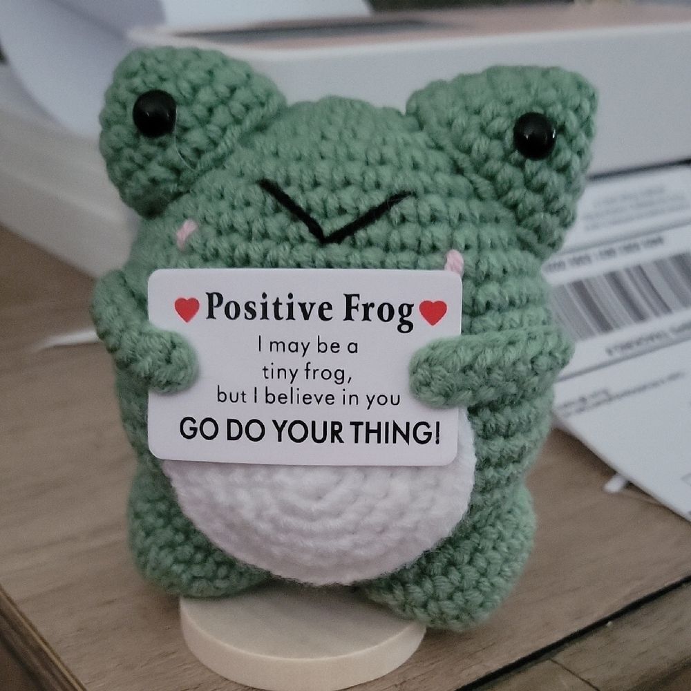 Green Crochet Positive Frog